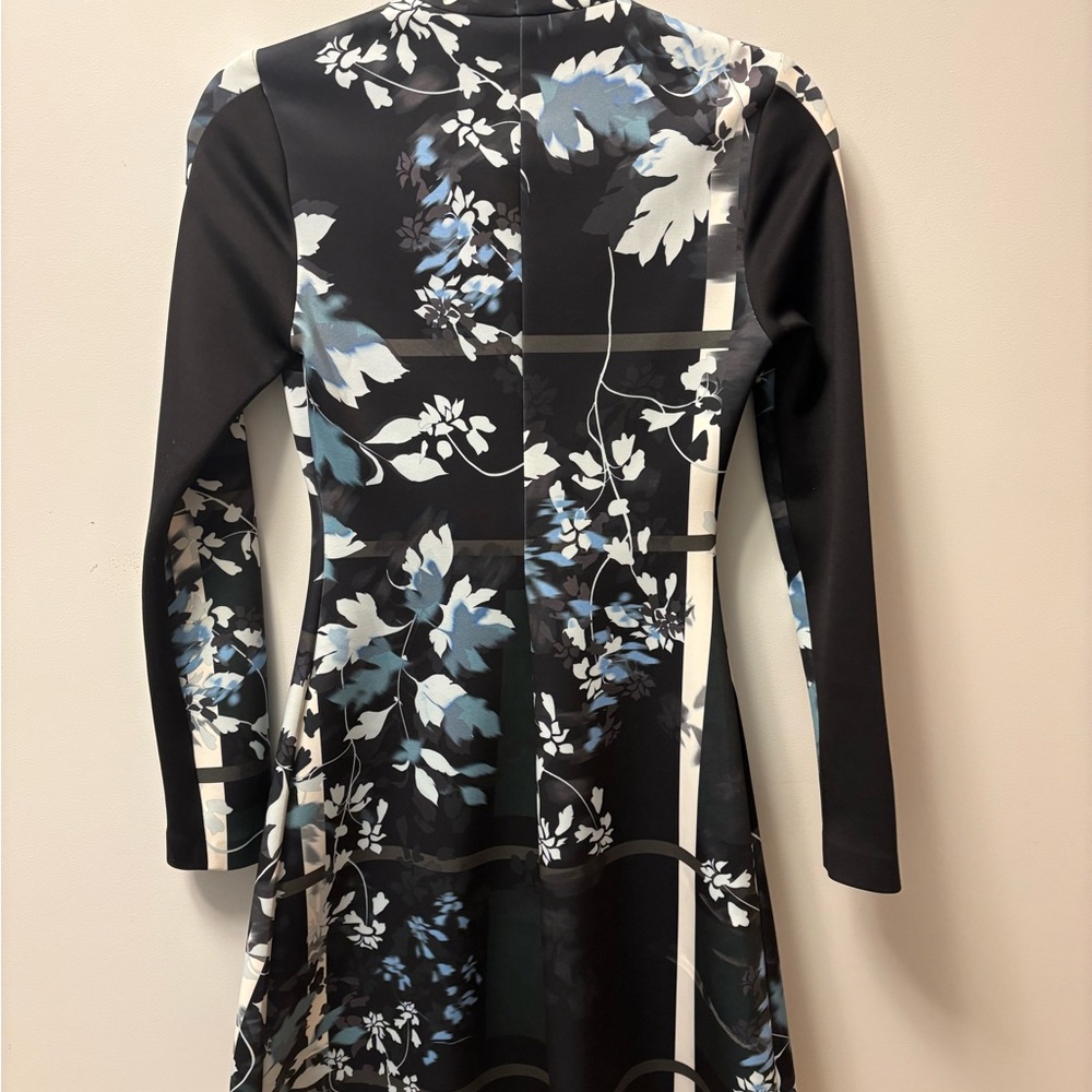 Clover Canyon Black and Blue Floral Long Sleeve Dress excellent condition